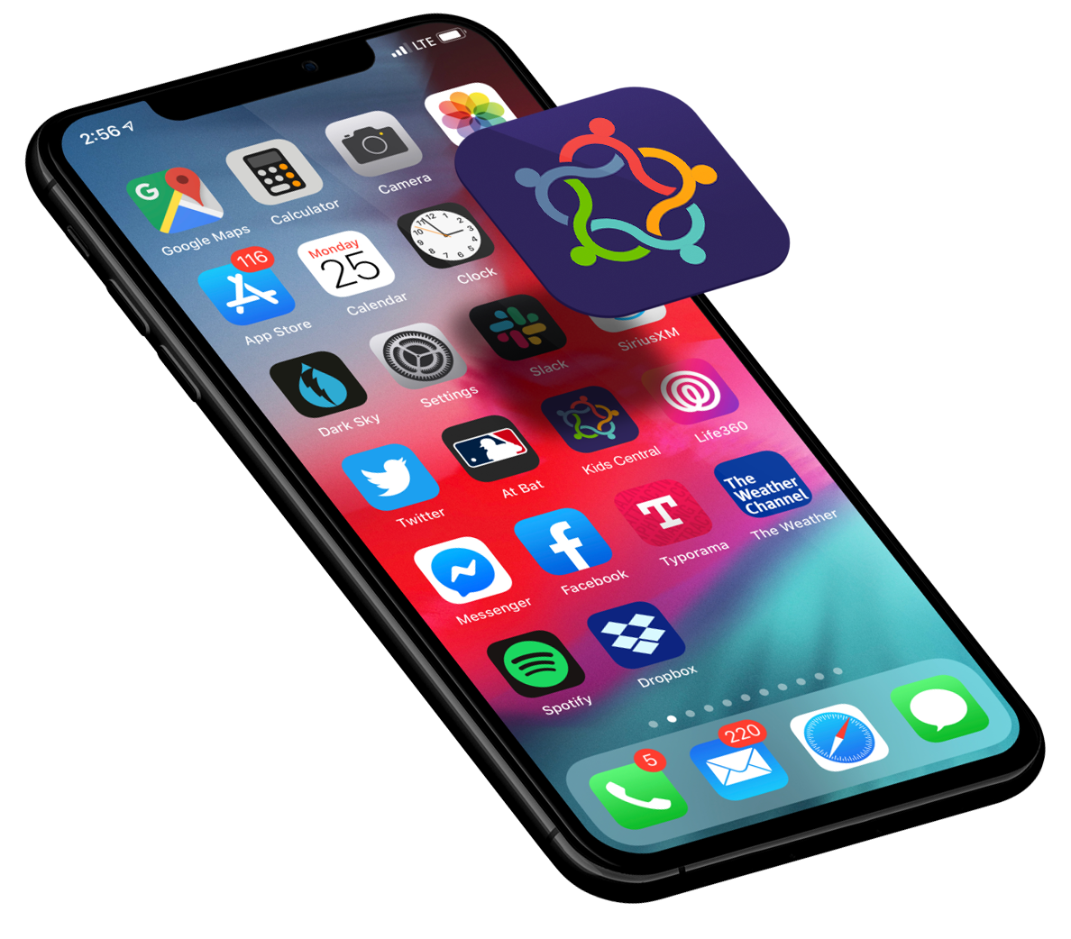 iPhone home screen showing branded app icon