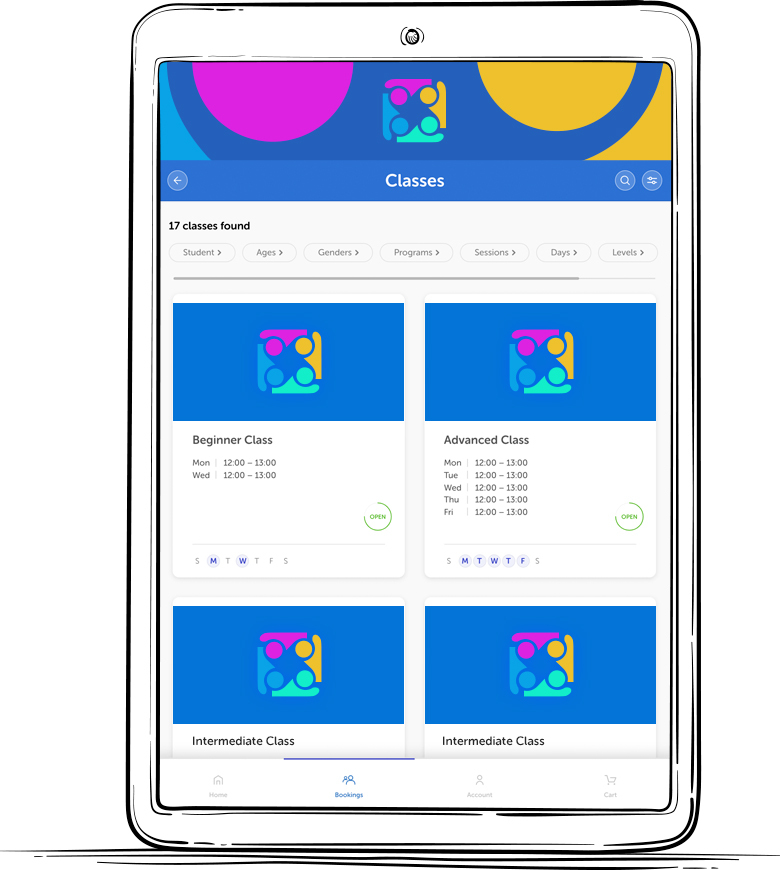 iClassPro Customer Portal shown on tablet device